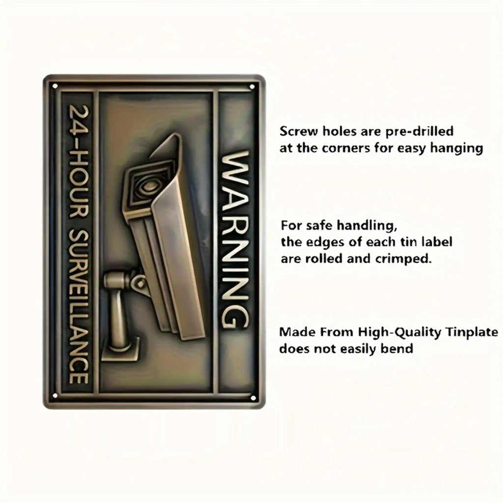 Security Camera Signs Warning No Trespassing Sign Metal Vintage Fade