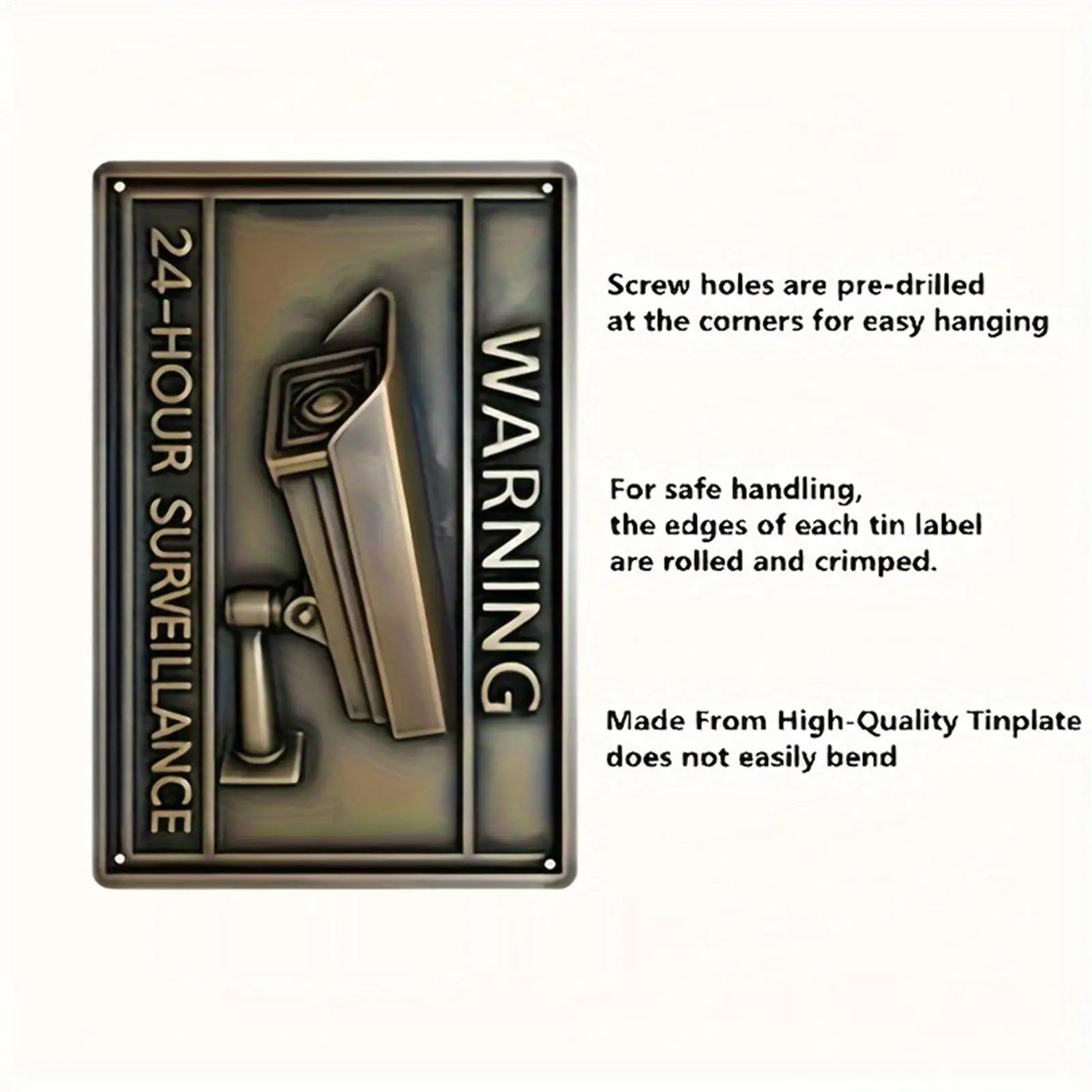 Security Camera Signs Warning No Trespassing Sign Metal Vintage Fade