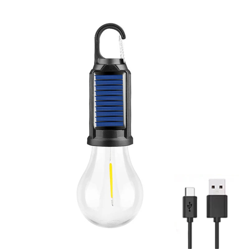 Solar Camping Light Bulb USB Rechargeable Hanging Tent Lamp Waterproof Portable Outdoor Lantern for Camping BBQ Garden Decor Zpaxo 1PC
