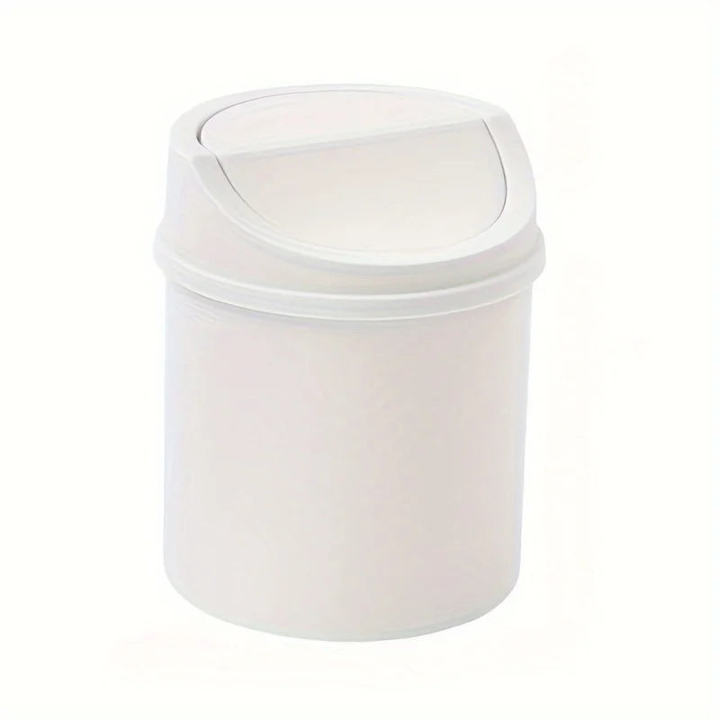 Mini Desktop Trash Can Bedroom Cleaning Small Lid Cylindrical Storage