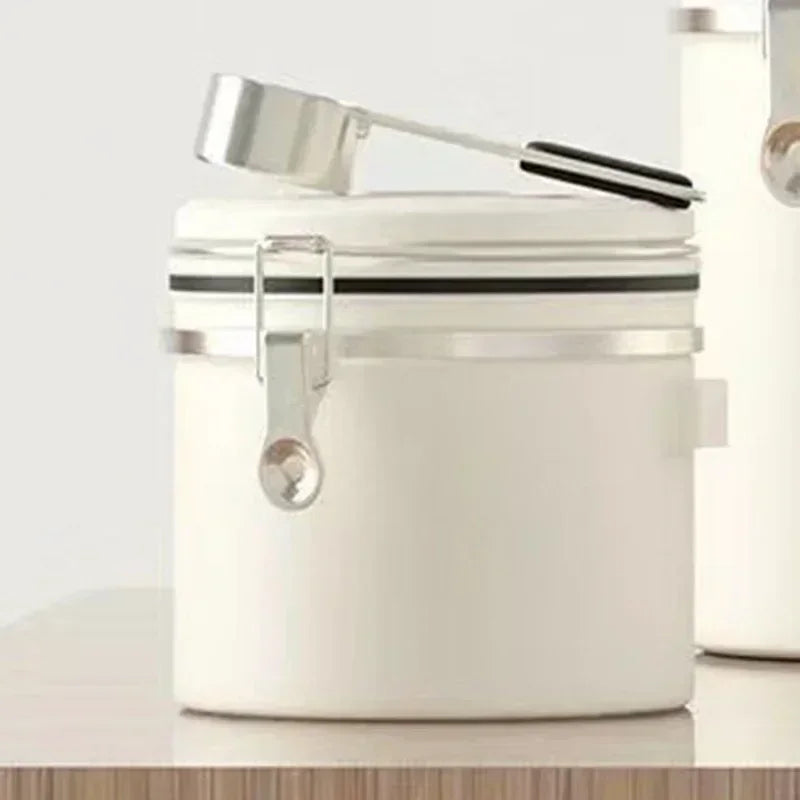 Stainless Steel Airtight Coffee Canister 1.2/1.5/1.8L | Date Tracker Coffee Storage Canister Zpaxo Beige-1200ML