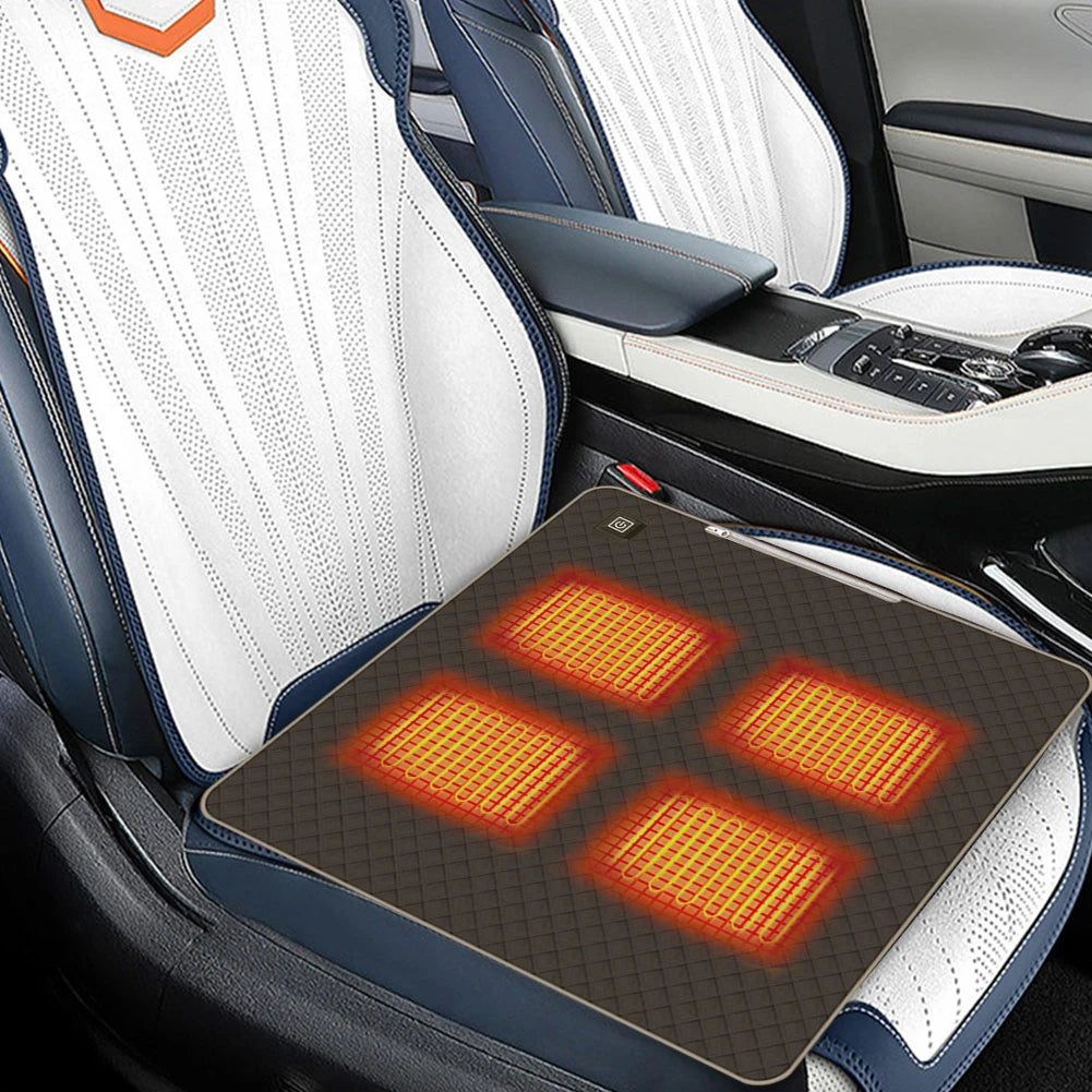 4 Heated Areas Camping Chair Heated Mat Outdoor USB Electric Blanket 3 Adjustable Temperature Heater Cushion for Winter Travel Zpaxo