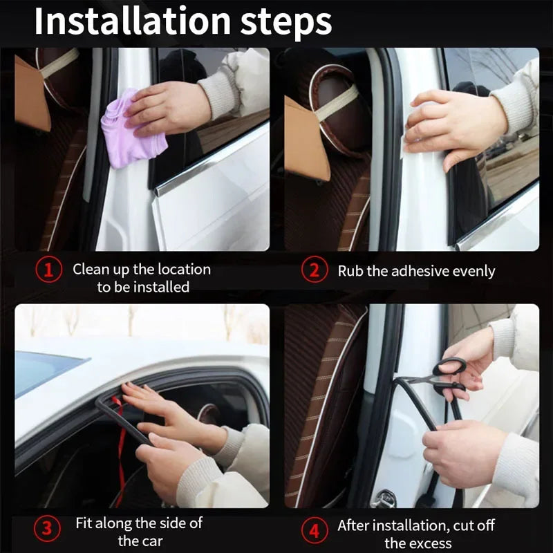 Car Soundproof Rubber Door Seal Sticker Self-adhesive Weather Strip