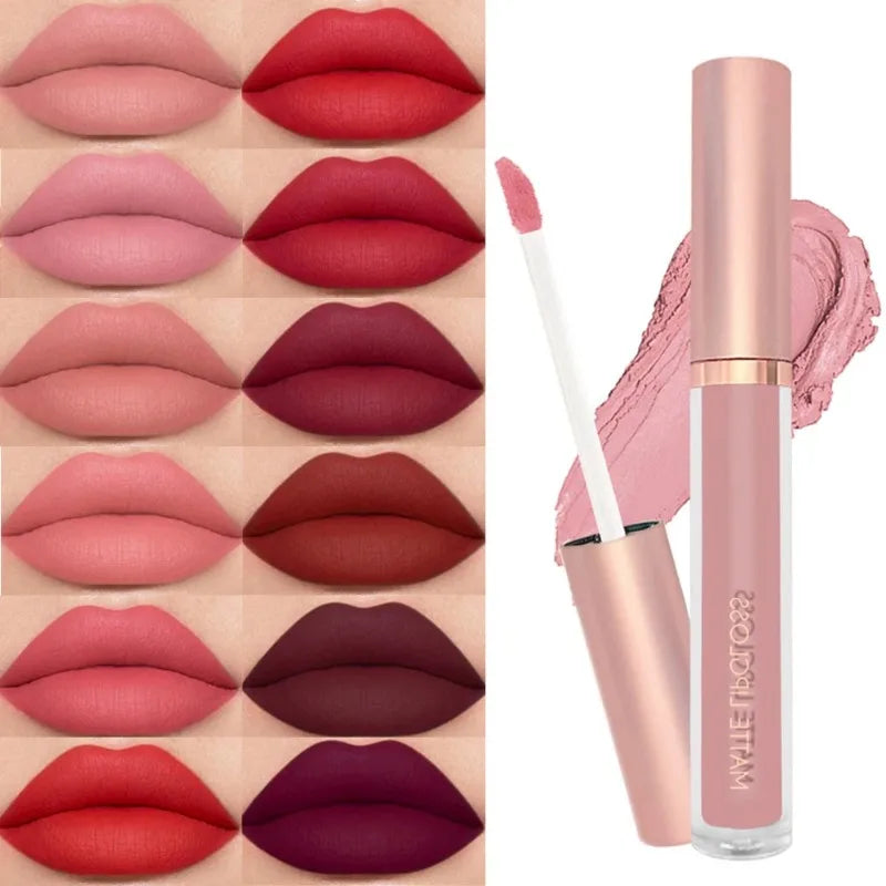 12 Colors Matte Velvet Sexy Lip Gloss Waterproof Long-lasting