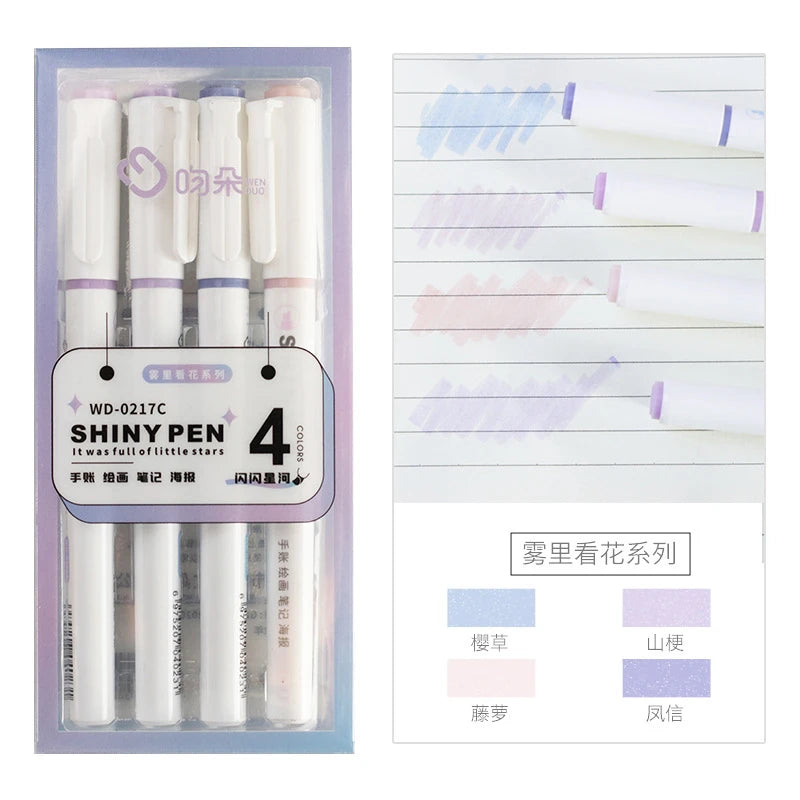 Glitter Shiny Pens Bling Sparkling Highlighter Marker Brush Drawing