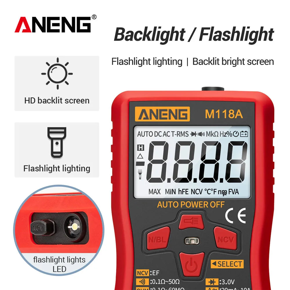 Non-contact Mini Digital Multimeter ANENG M118A Tester Induction AC