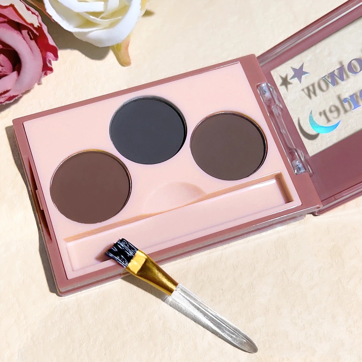 Three-color eyebrow pink women's waterproof and sweat-proof long-lasting three-color plate women's waterproof natural contouring Zpaxo