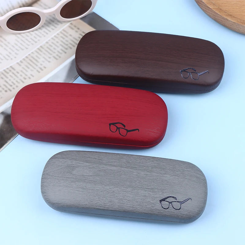 Chic Wood Grain Leather Eyeglass Case Box Men Women Reading Glasses Zpaxo