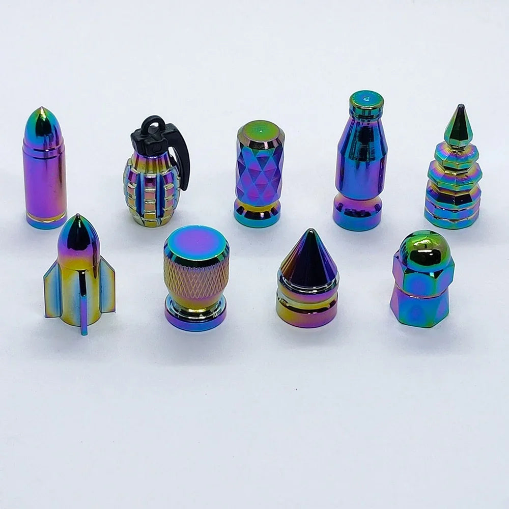 4-Pack Aluminum Colorful Tire Valve Stem Caps – Car, Bike & Moto