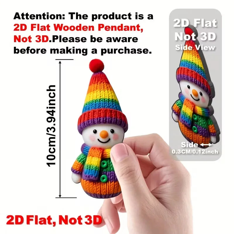 32-Piece Wooden Snowman Christmas Ornaments – Colorful Pom-Pom Christmas Ornament Set Zpaxo