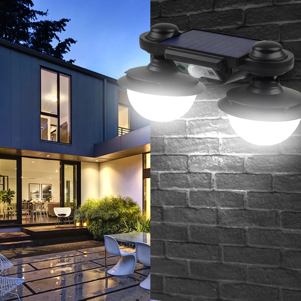 Double Head Solar Pendant Light Outdoor 1 Ground Wall Sensory Switch Zpaxo