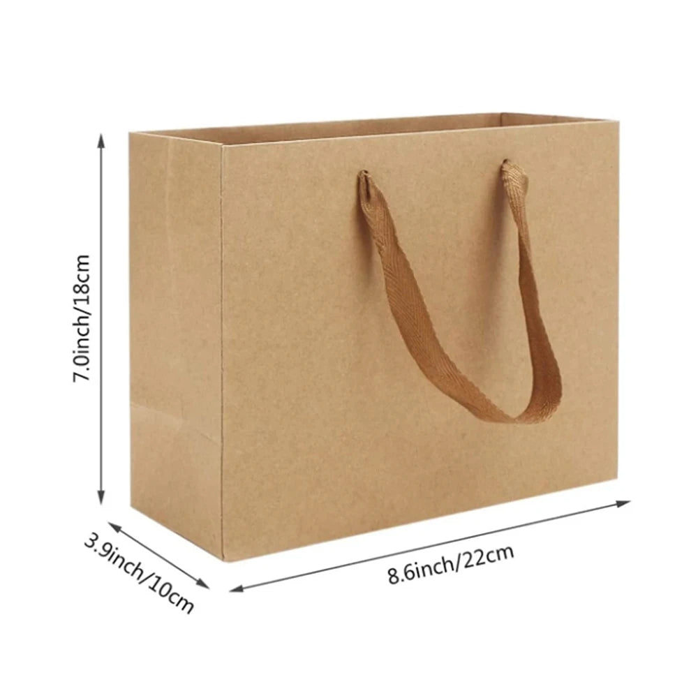 5/10Pcs Kraft Paper Gift Bags with Handles Shopping Bags for Wedding Birthday Christmas Party Favor Gift Packaging Zpaxo J24012052-W 5Pcs