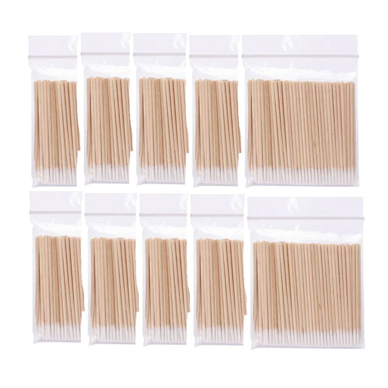 1000 200 Micro Wood Cotton Swabs Eyelash Extension Cleaning Tools
