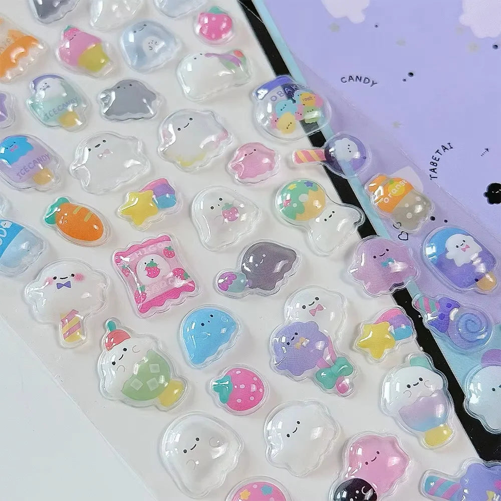Funny Sweet Furit Ice Cream Pets Drop 3D Relief Sticker Scrapbooking Diy Diary Decor Journaling Stationery Kawaii Stickers Zpaxo
