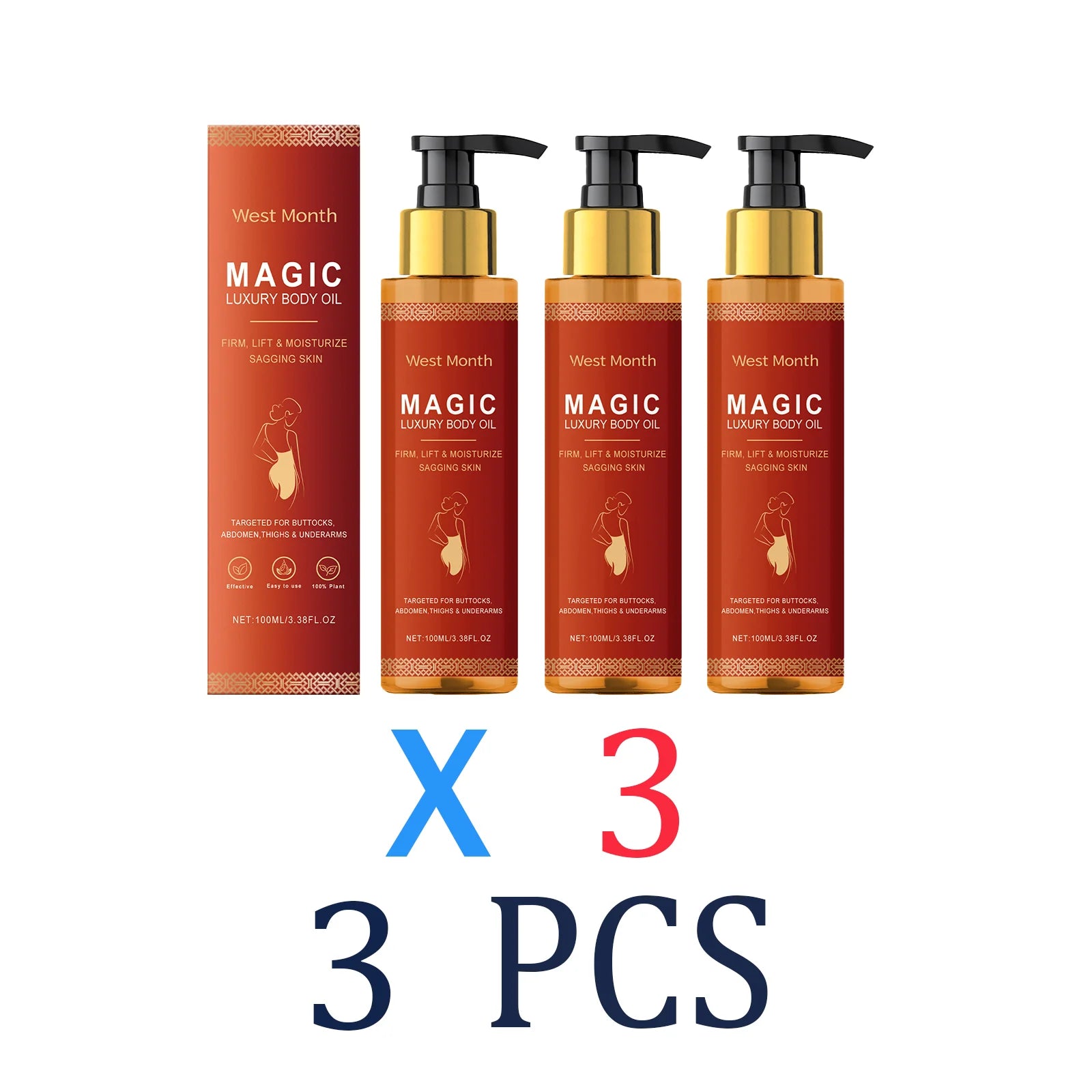 1/2/3/4/5/6 Pcs Collagen Body Oil Deep Hydration Lock Dry Skin Remedy Moisturizing Without Greasiness Gentle Nourishing Skin Oil Zpaxo 3 Pcs