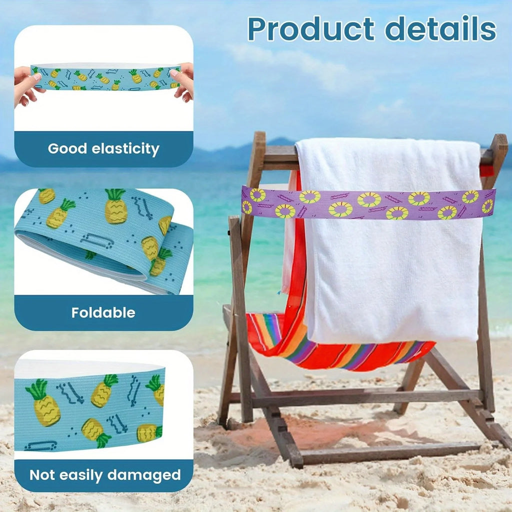 5pcs Towel Bands for Beach Chairs Cruise Towel Clips for Lounge Pool Chairs Elastic Strap for Lounge Pool Hawaiian Accessories Zpaxo