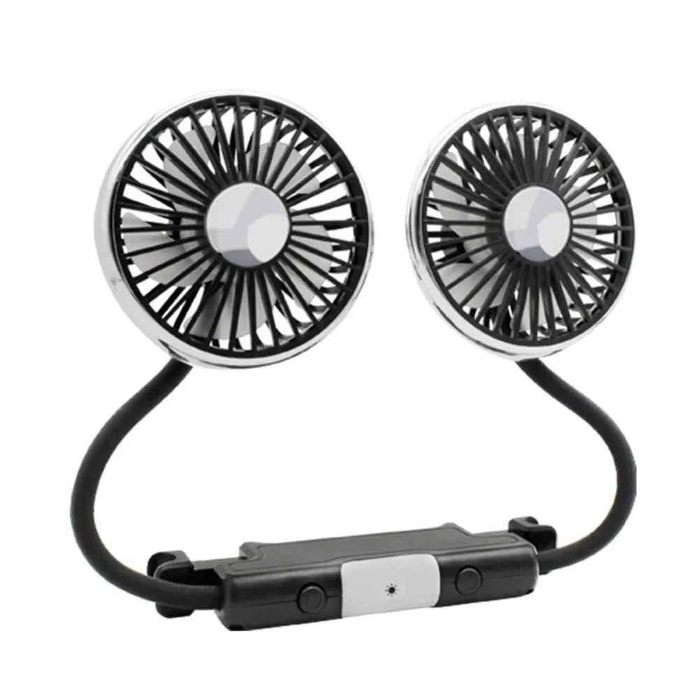360 Vehicle-mounted Double-head Fan Multi-functional Silent Car Zpaxo Black