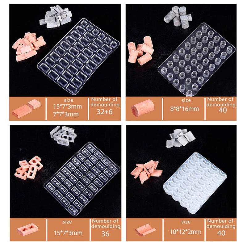 Building Making Mini Brick Sand Table Silicone Mold Cement Model Zpaxo
