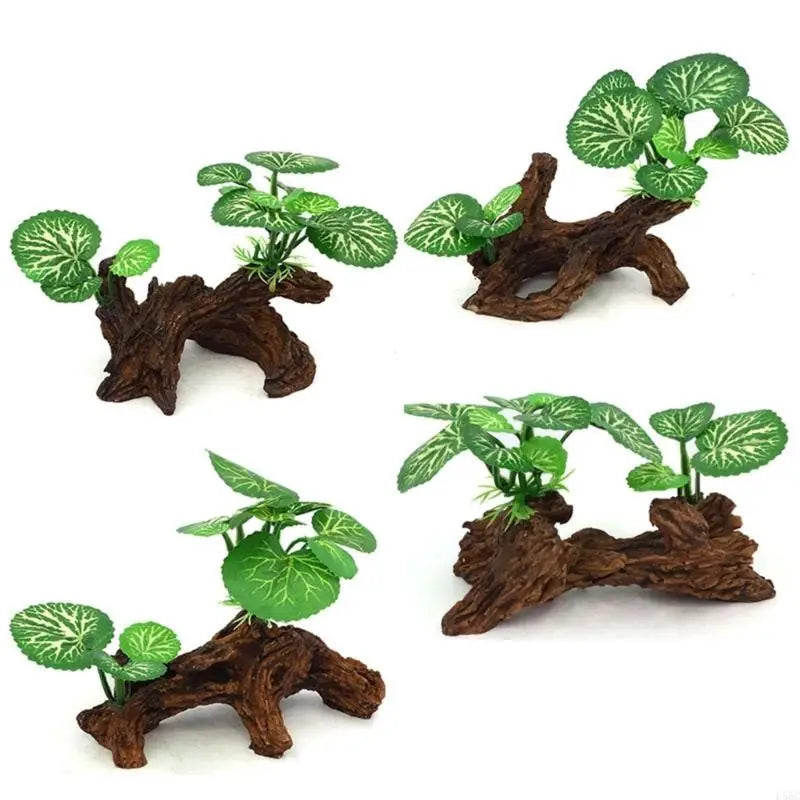 Resin Tree Stump Aquariums Ornament Realistic Fishtanks Water Grass