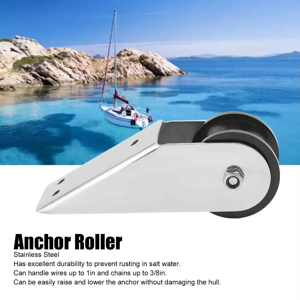Stainless Steel 316 Roller Bracket Rubber Wheel Heavy Duty Boat Bow Zpaxo