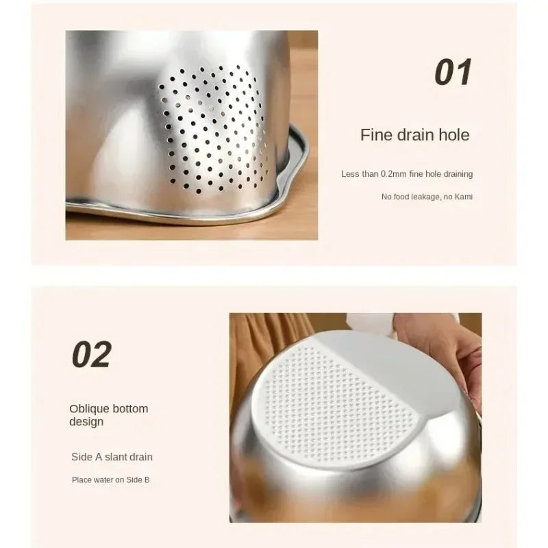 Stainless Steel 304 Rice Washer Strainer Bowl & Colander Kitchen Colander Strainer Zpaxo