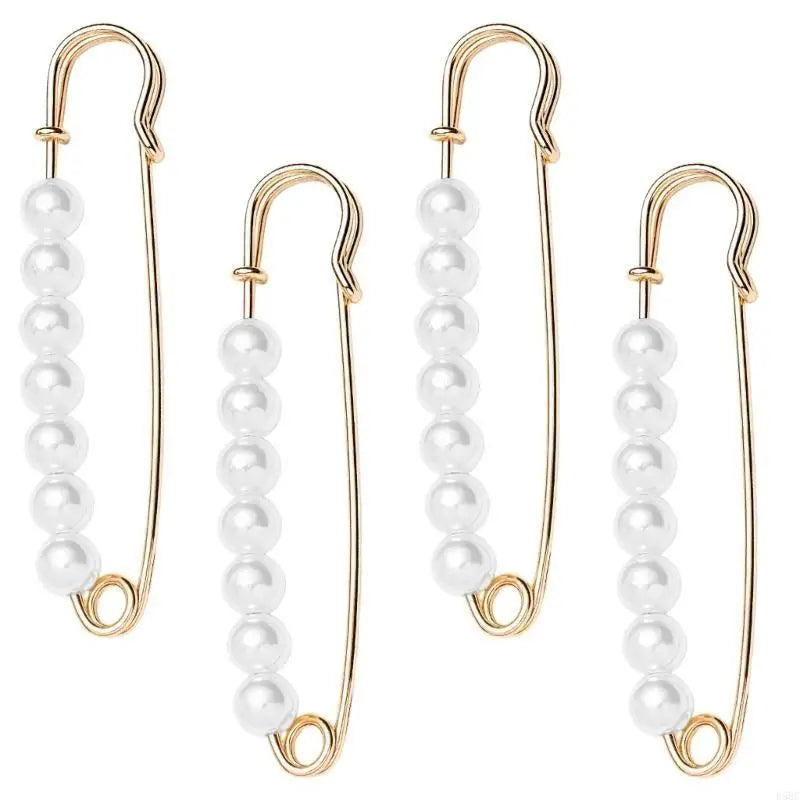 4Pcs Pearls Embellished Clothing Pin Waist Tighteners Clip for Jeans Trous Pants Zpaxo Gold CN