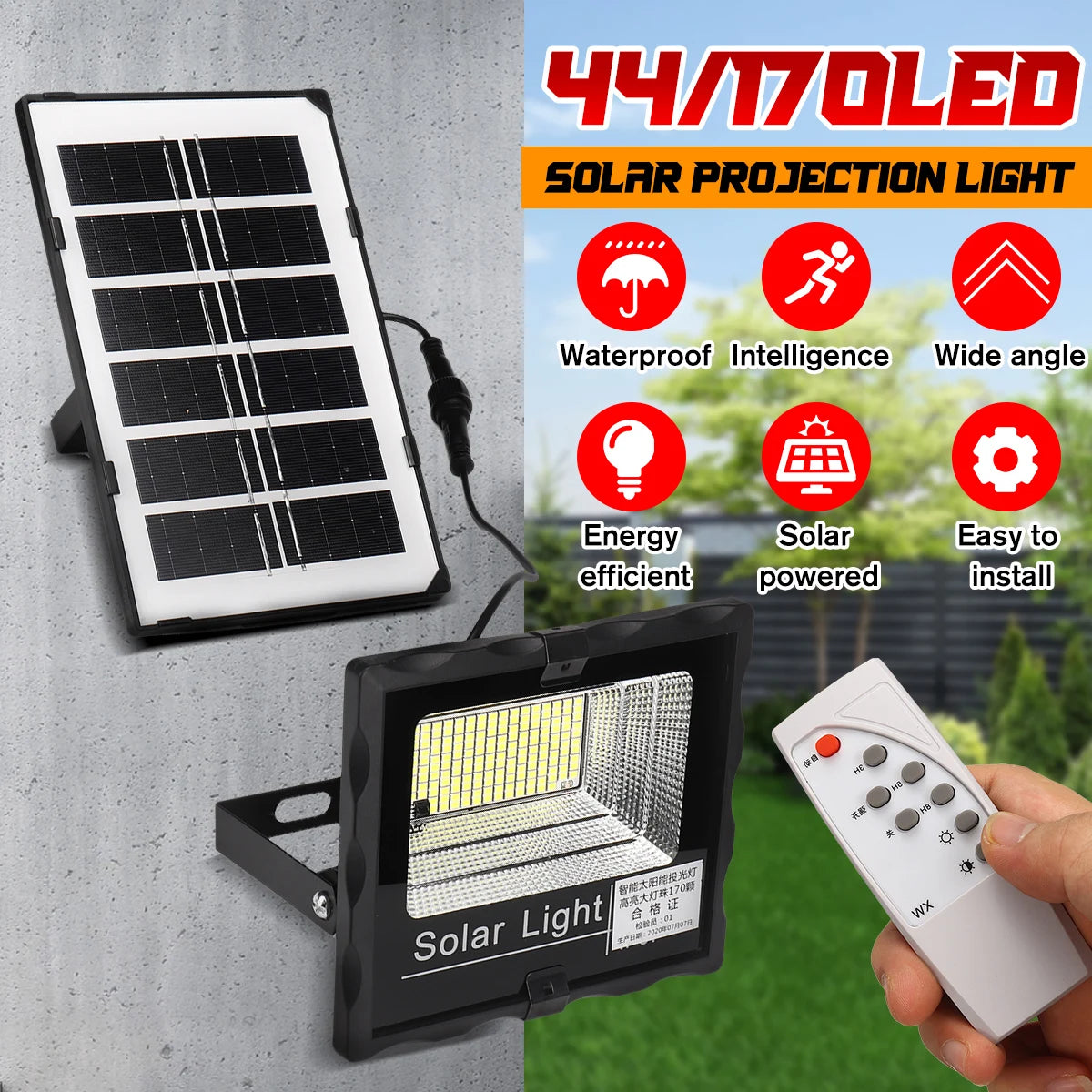 Solar LED Lights Outdoor Lighting Split Remote Indoor Wall Lamp Zpaxo
