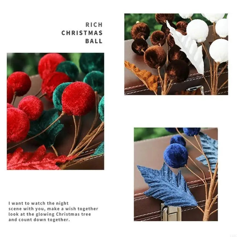 Christmas Tree Ornament Stem Delicate Velvety Ball DIY Wreath