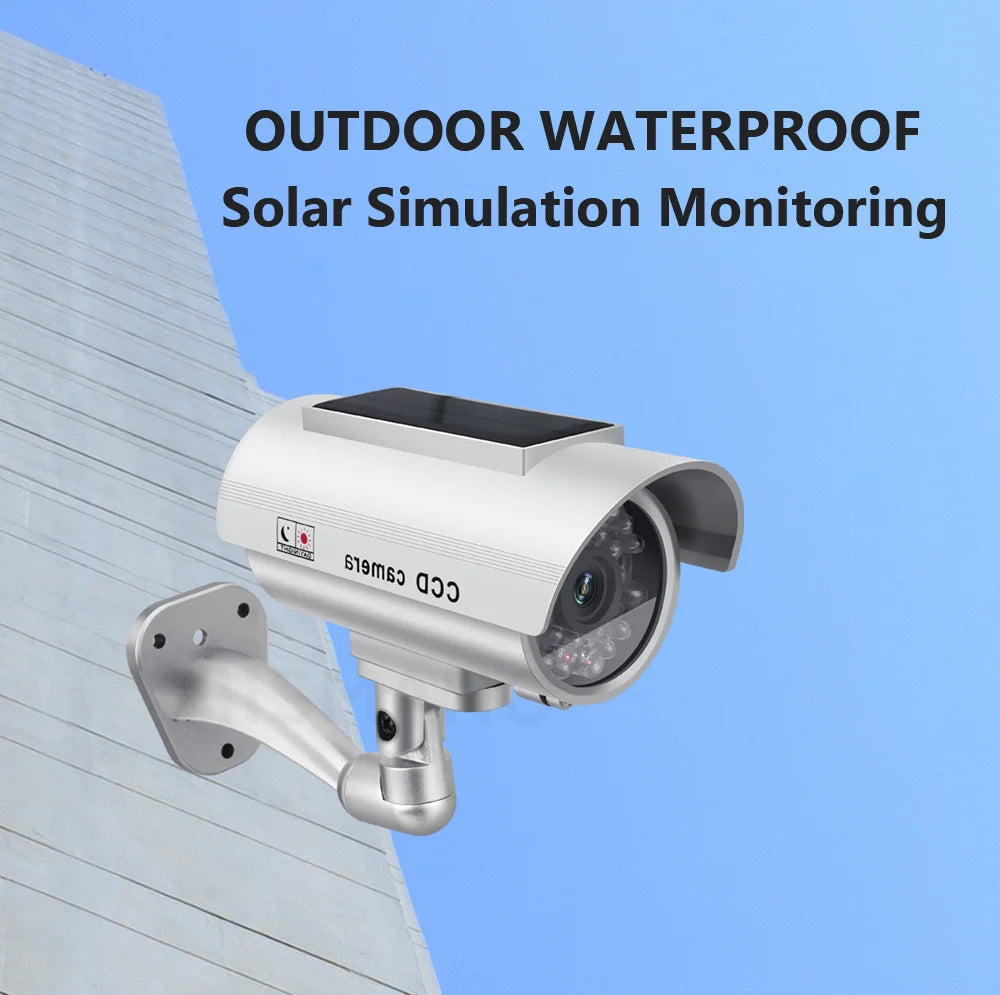 Fake Solar Camera Outdoor CCTV Surveillance Simulation Dummy Camera Home Security Protection Bullet With Flashing LED Light Zpaxo