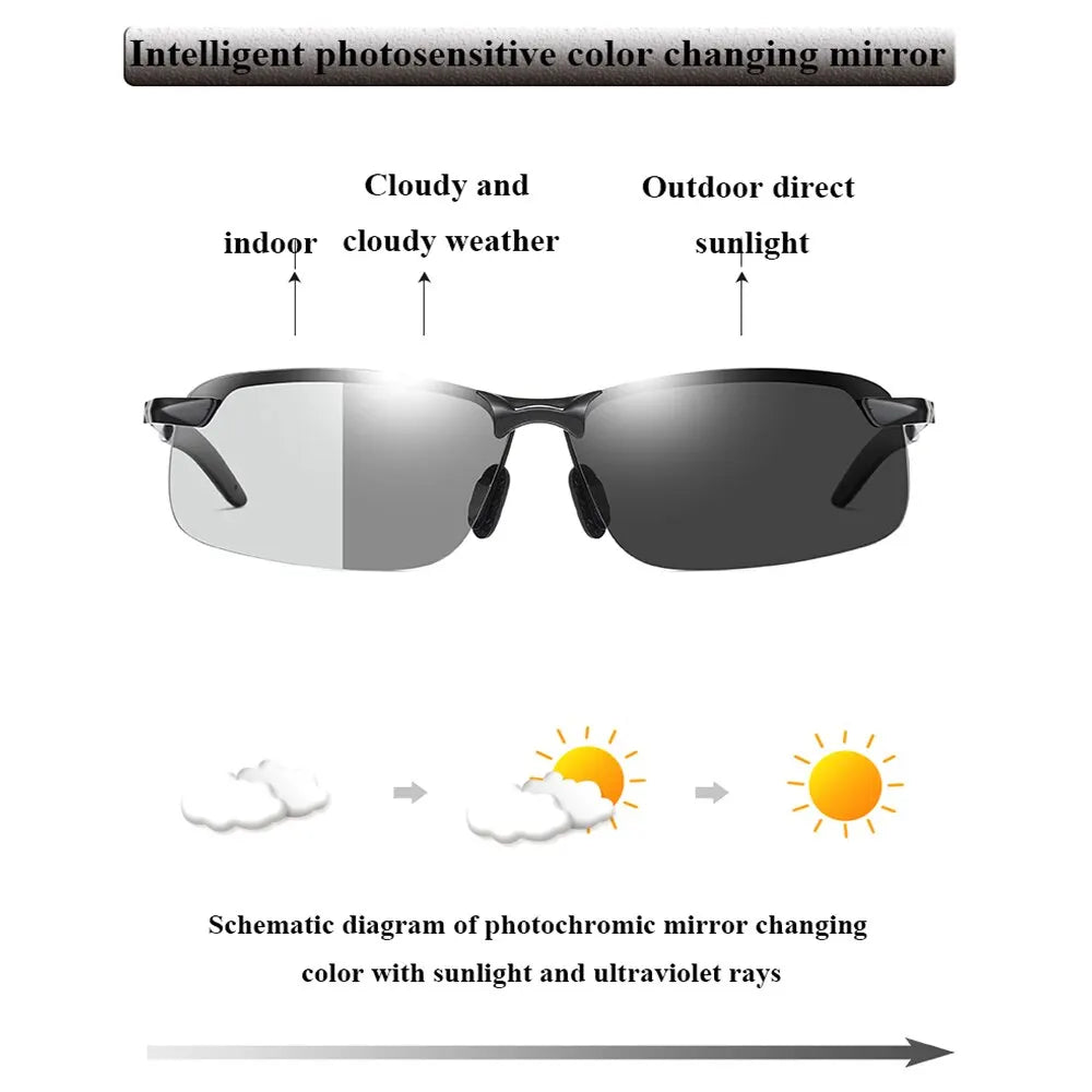 Photochromic Sunglasses Men Polarized Driving Chameleon Glasses Male Zpaxo