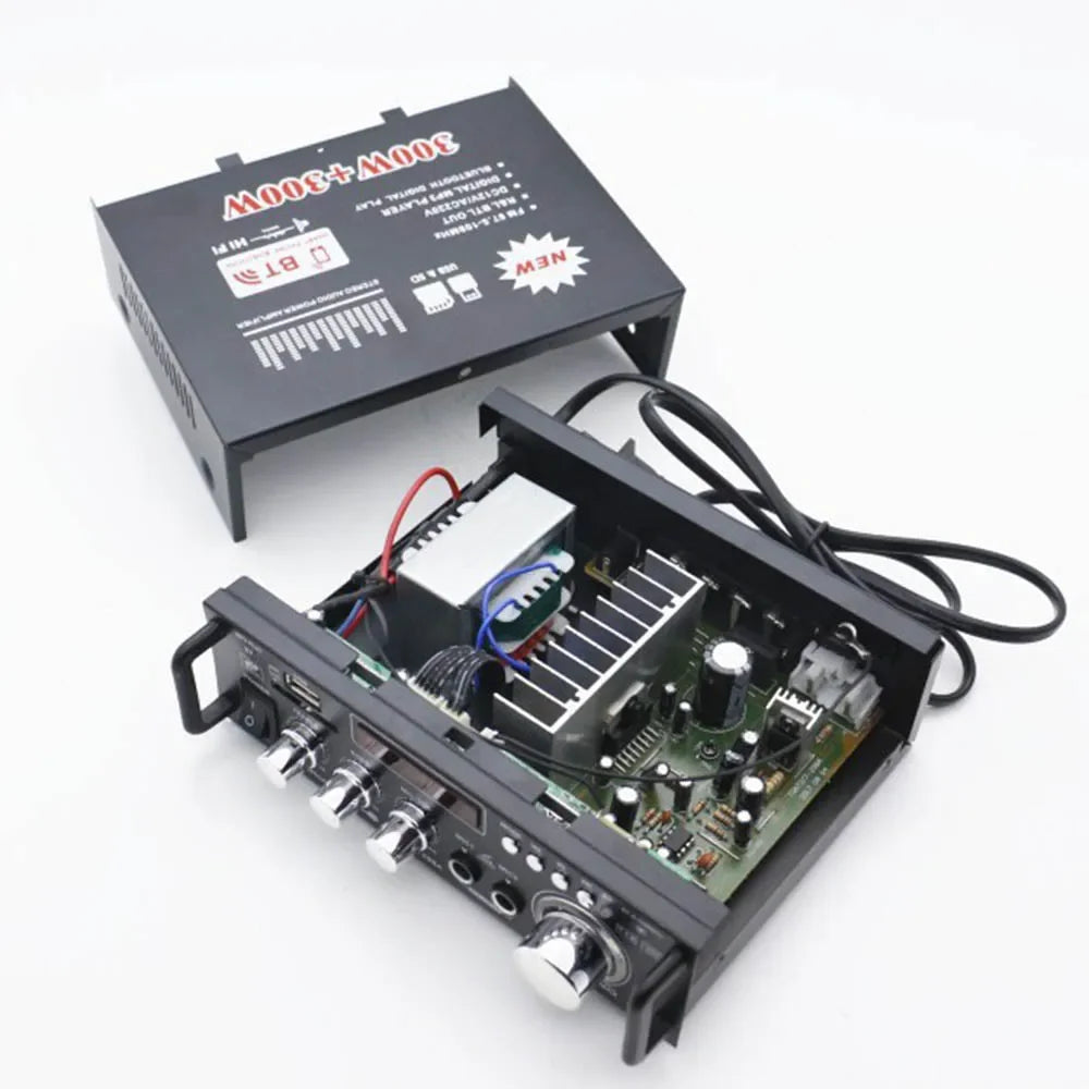 600W Power Amplifier 220V 2CH LCD Display HIFI Audio Stereo Power Amplifier BT 5.0 FM Radio with Remote EU/US Plug Zpaxo