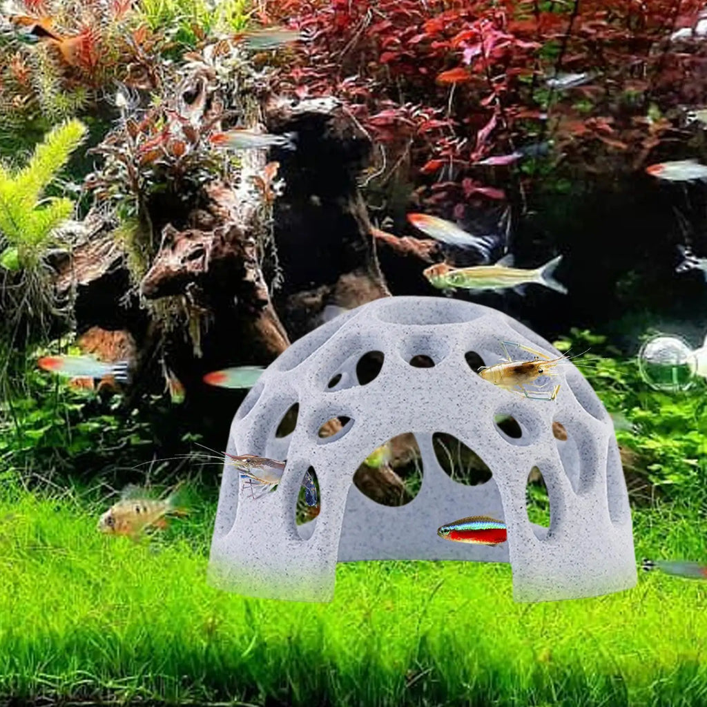 Aquarium Cave Shrimp & Fish Shelter – Marble 3D Hide Decor Aquarium Cave Decor Zpaxo