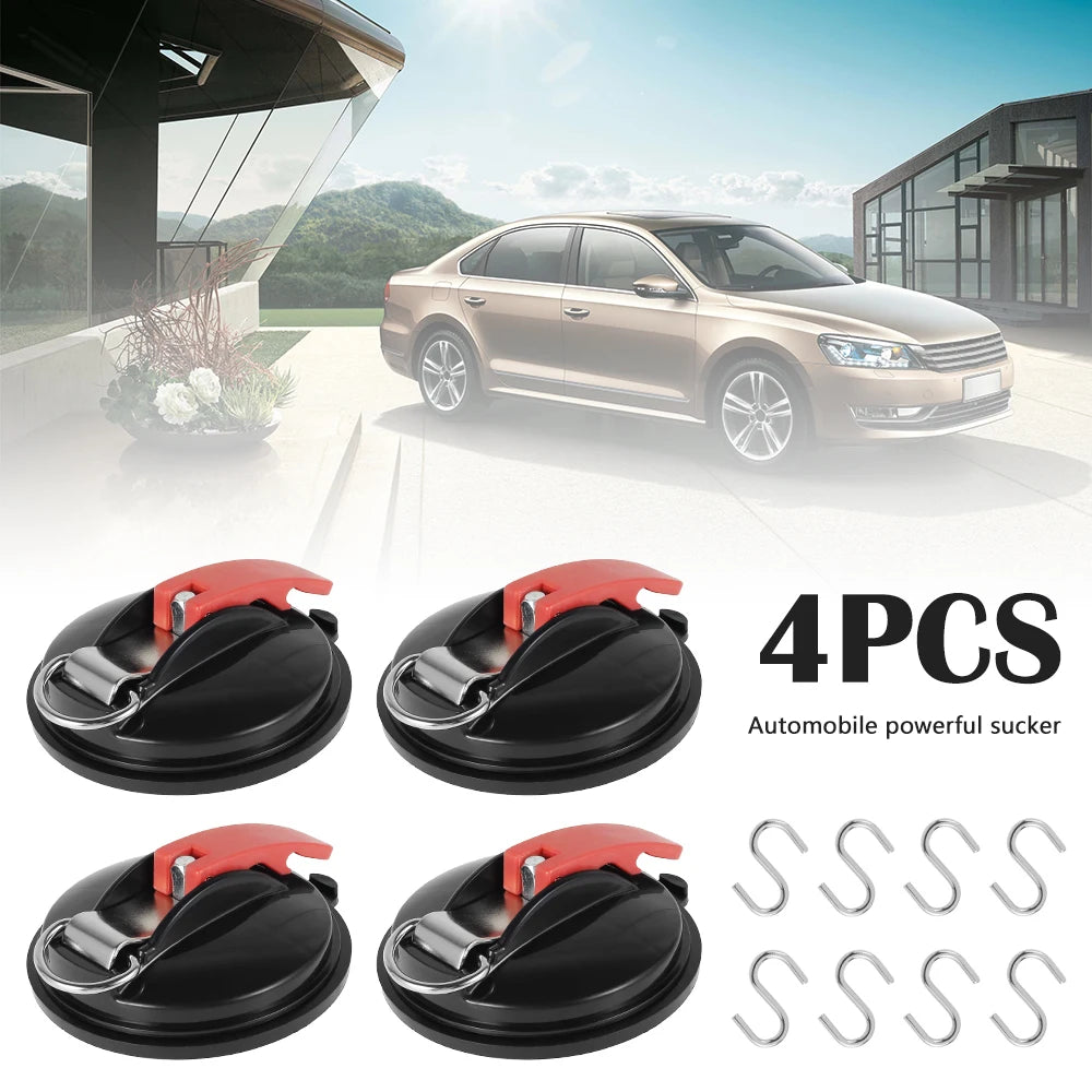 4PCS Multifunctional Heavy Duty Suction Cup Device Tie Tensioner Down Luggage Tarps Tents Camping Car Van with Securing Hook Zpaxo Default Title