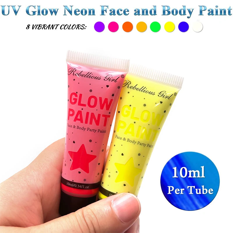 Glow Dark Body Face Paint Washable UV Neon Fluorescent Makeup Zpaxo