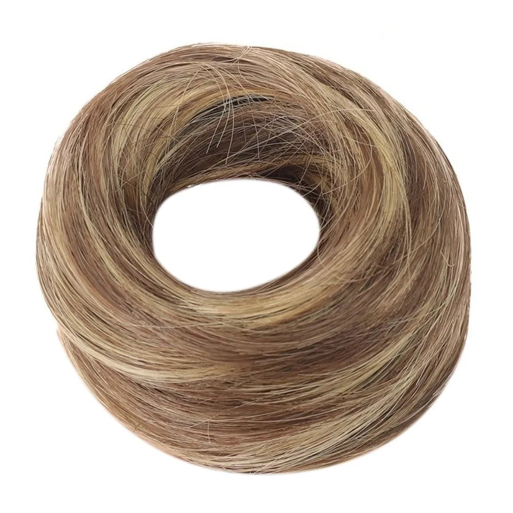 New Fluffy Messy Bun Scrunchies Golden Brown Elastic Rubber Band Synthetic Styling Decoration Donut Chignon for Women Girls Zpaxo