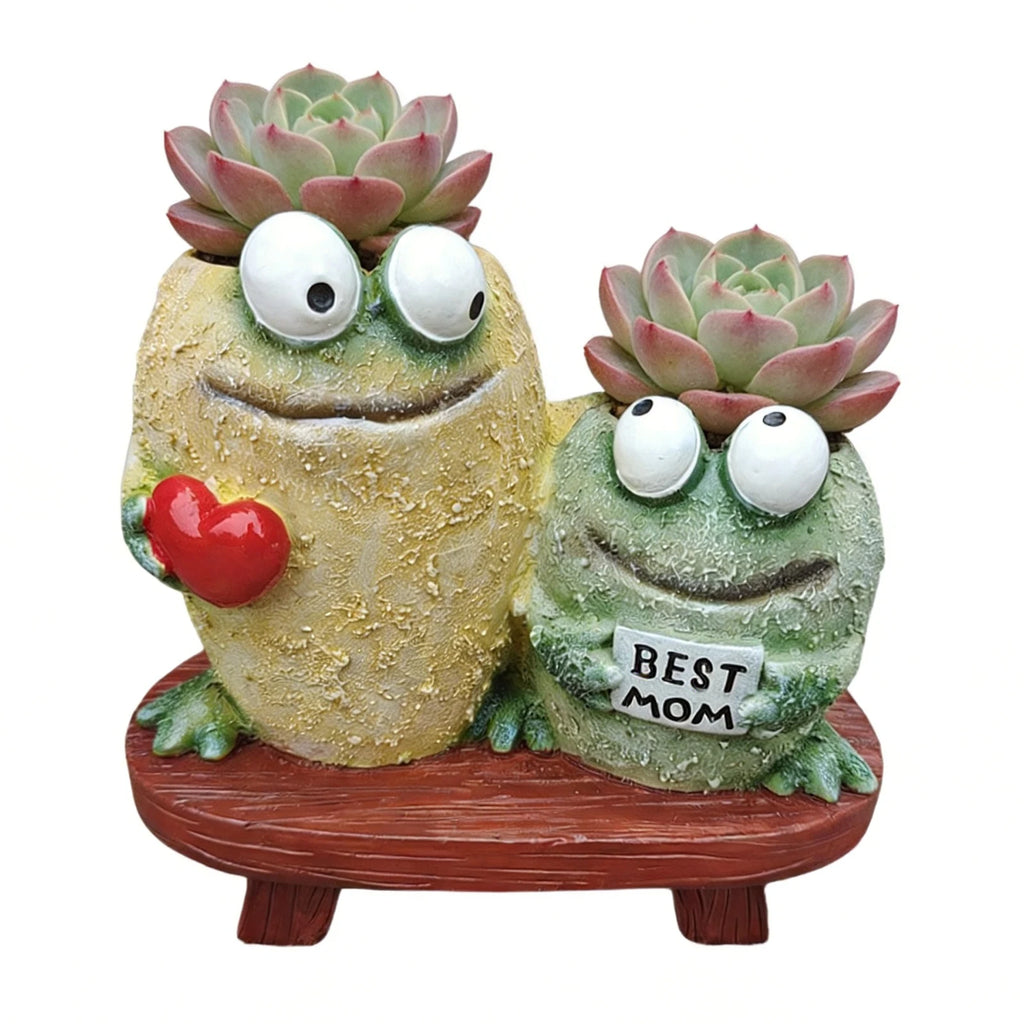 Funny Resin Frog Planter Cute Expression Multi-purpose Flower Statue