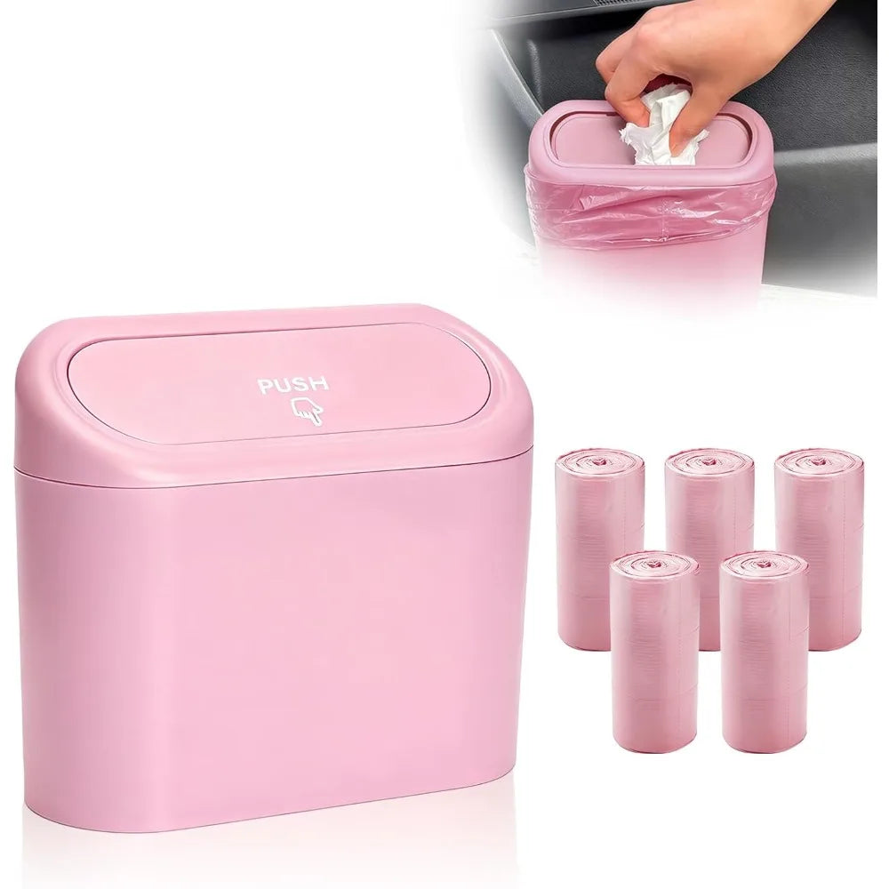 Car Small Trash Can Lid Leakproof Mini Garbage Waterproof Push Button