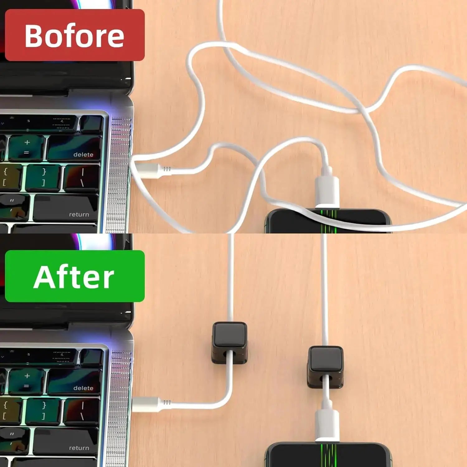 Magnetic Cable Clips Organiser Adjustable Cord Holder Under Desk