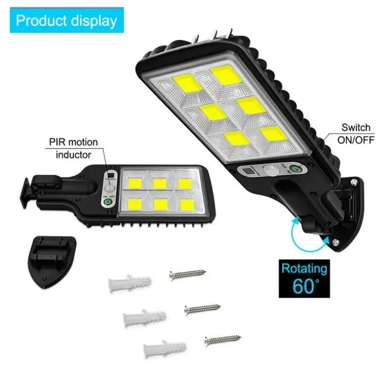 Solar COB LED Wall Light – Motion Sensor, 3 Modes, Waterproof