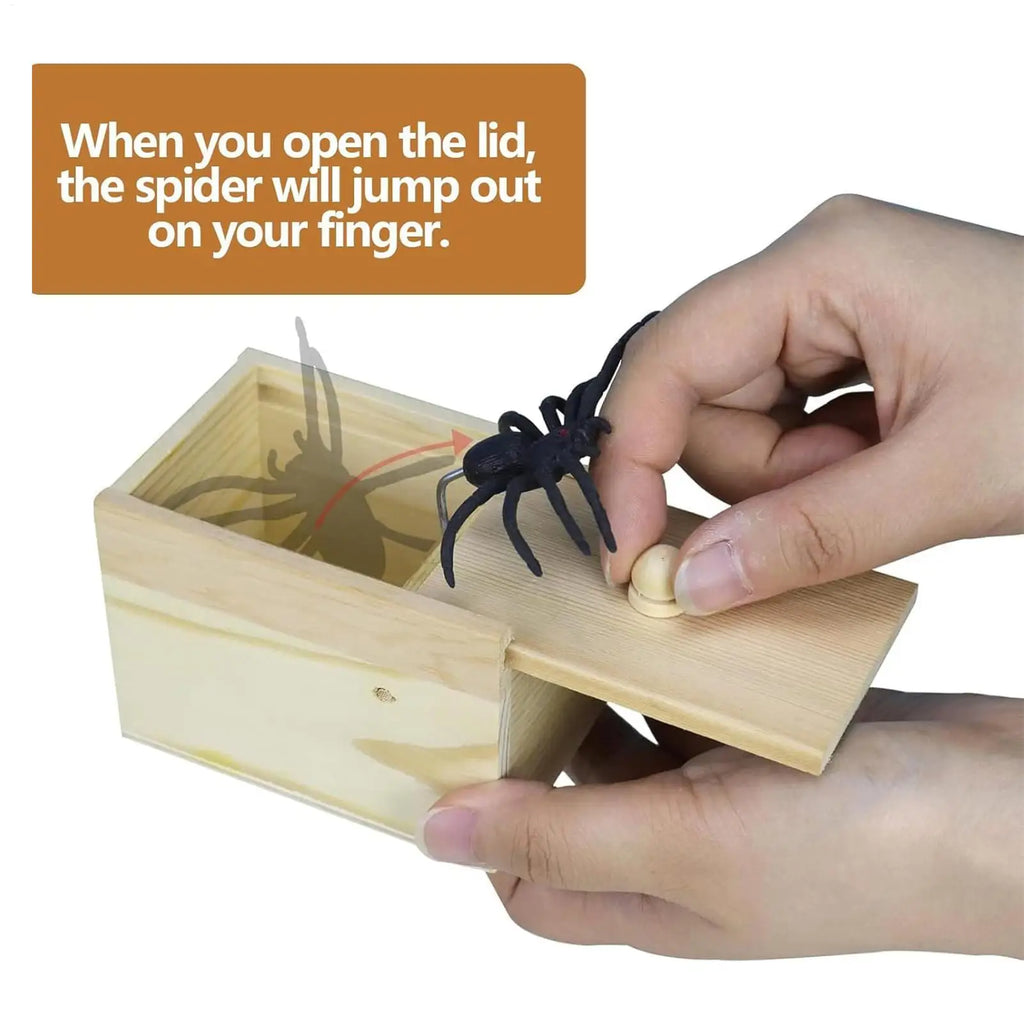 Funny Gifts Trick Spider Juguetes Scare Box Wooden Prank Fun Game