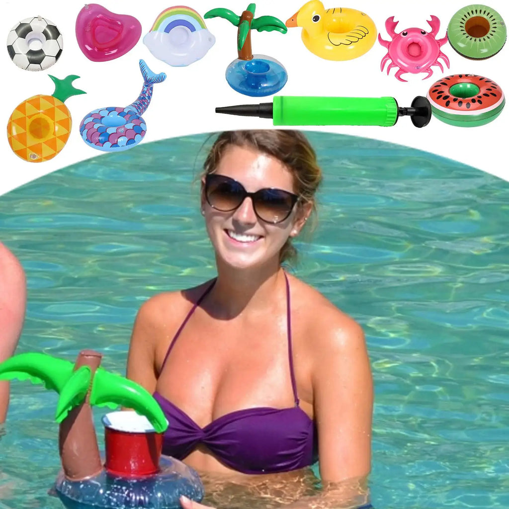 Inflatable Drink Holder Floating Cup Tray Pineapple Flamingo Beverage