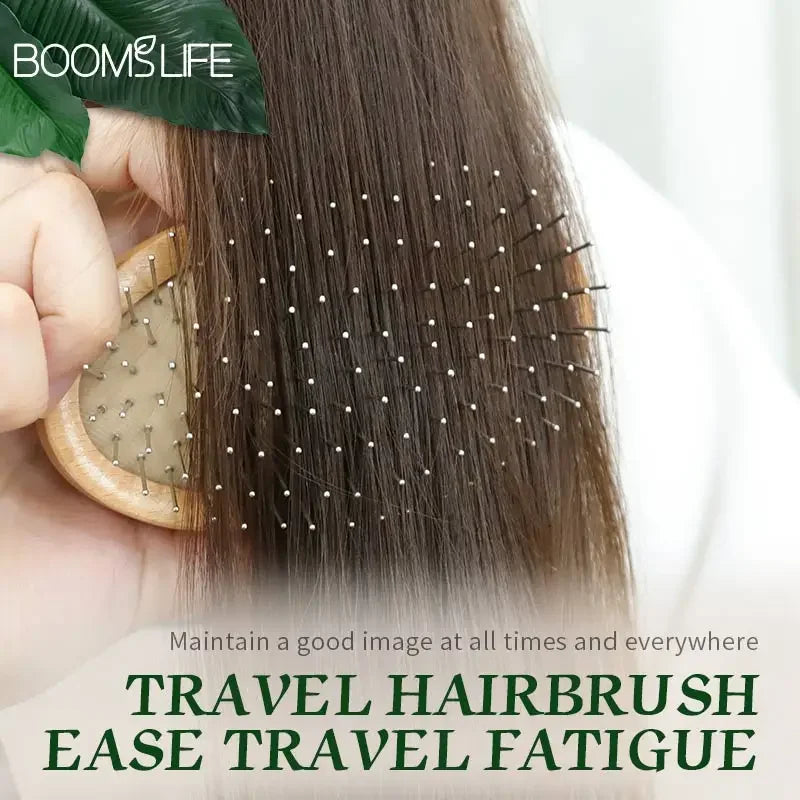 Steel Hair Brush Women Custom Mini Pocket Hair Comb Head Scalp Massage Wood Wide Tooth Comb Curly Girl Method Hair Accessories Zpaxo