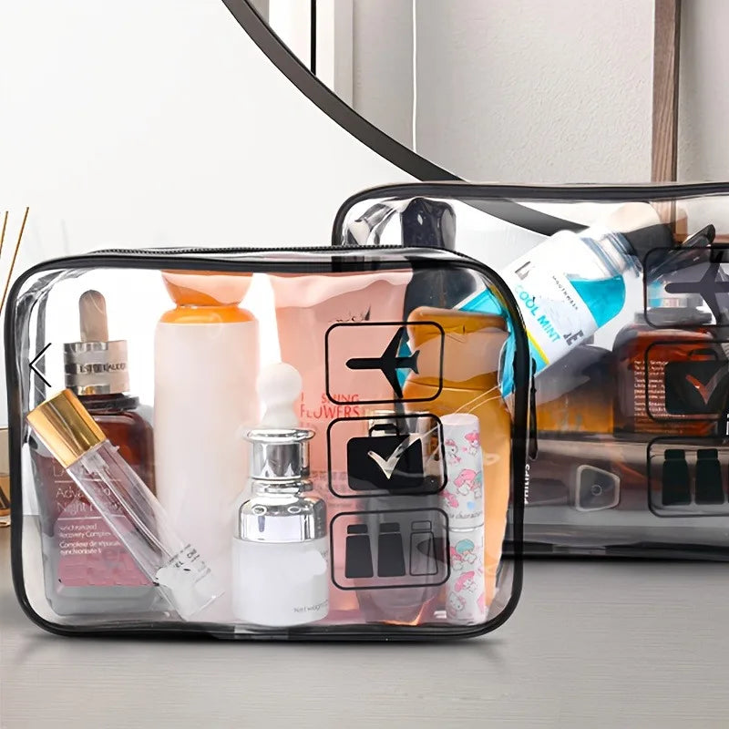 Clear PVC Toiletry Bags Transparent Travel Organizer Airport Carry-on