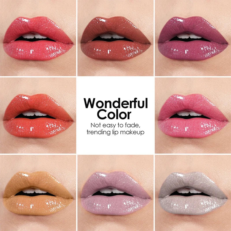 8 Color Glitter Lip Glaze Water Light Mirror Pearlescent Lip Gloss Moisturizing Shimmer Liquid Lipstick Long Lasting Lip Makeup Zpaxo