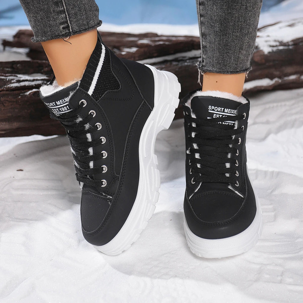 Women Snow Boots Waterproof Platform Sports Ankle Boots Winter Warm High Top Cotton Shoes Fashion Height Increased Boots Women Zpaxo