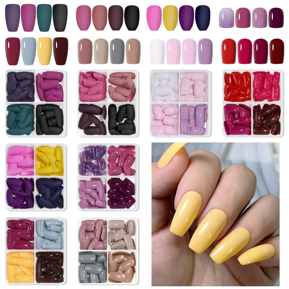 Manicure Long Square Ballerina False Nails French Pure Fake Nials Zpaxo