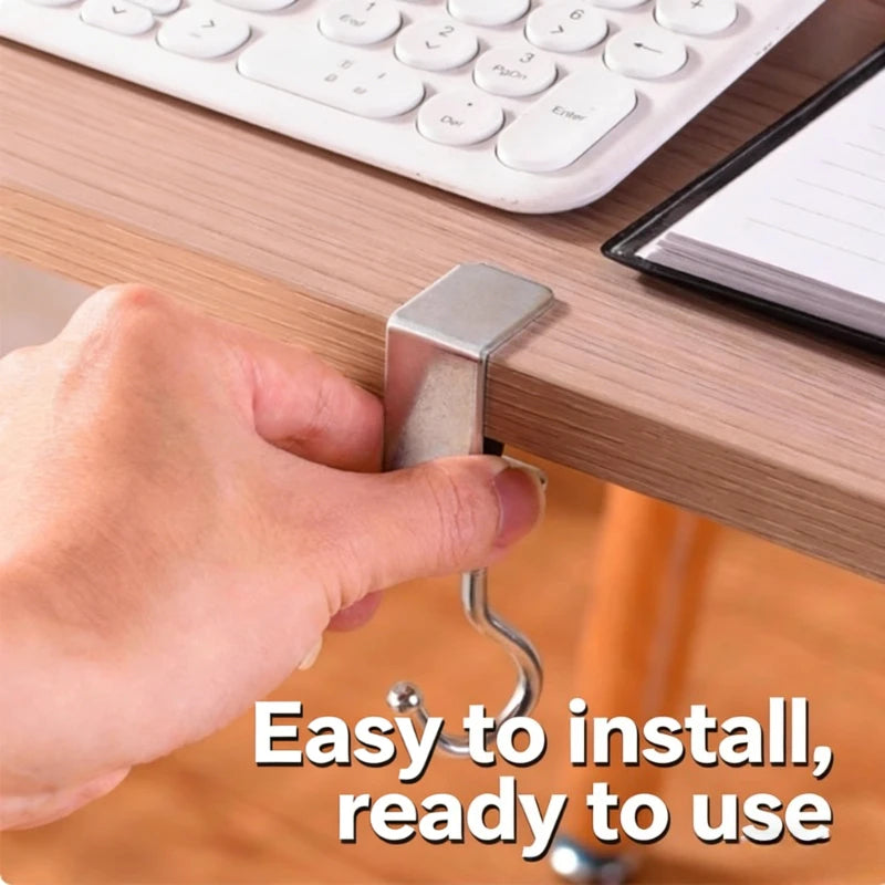 360° Rotatable Steel Table Hooks – No-Drill Desk Organizer Desk Clamp Hooks Zpaxo