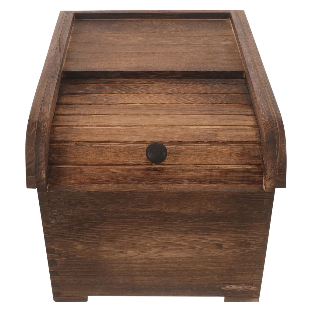 Large Wooden Rice Storage Container Lid Keeps Fresh Dry Ideal Pantry