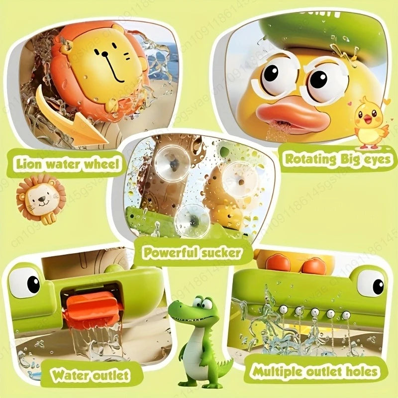 Children's Take A Shower Paddle Toys Cartoon Animals Duck Spin Water Spray Waterwheel Bath Toy Kids Delight Shower Toy Gift Zpaxo