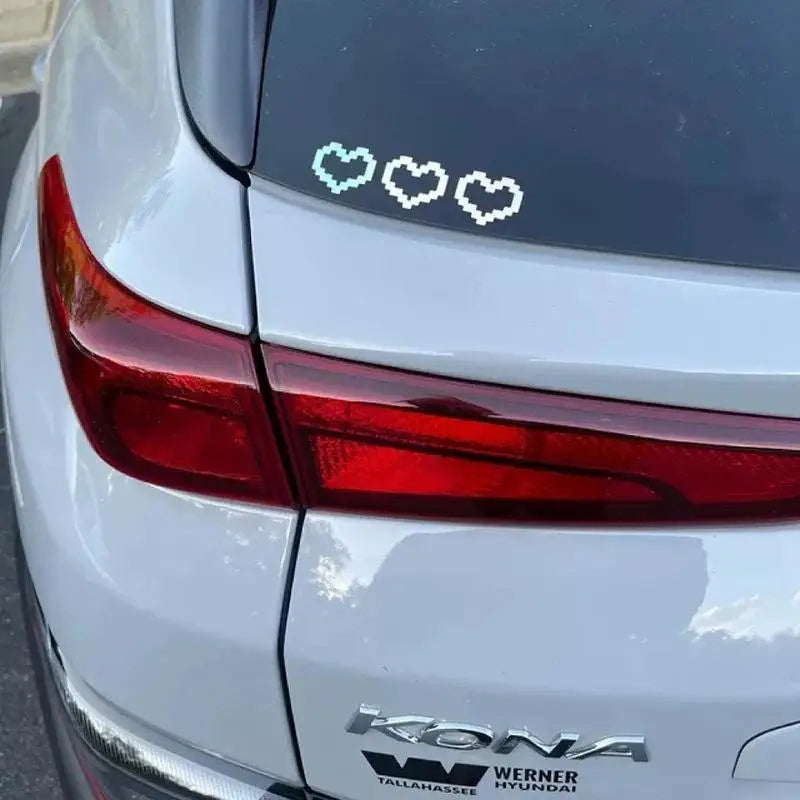 Mosaic Pixel Heart Car Sticker – Waterproof Headlight Decal